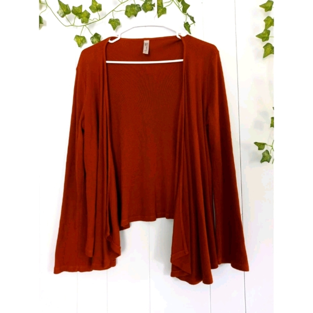 Blue Canoe Organic Brown Open Front Flowy Cardigan